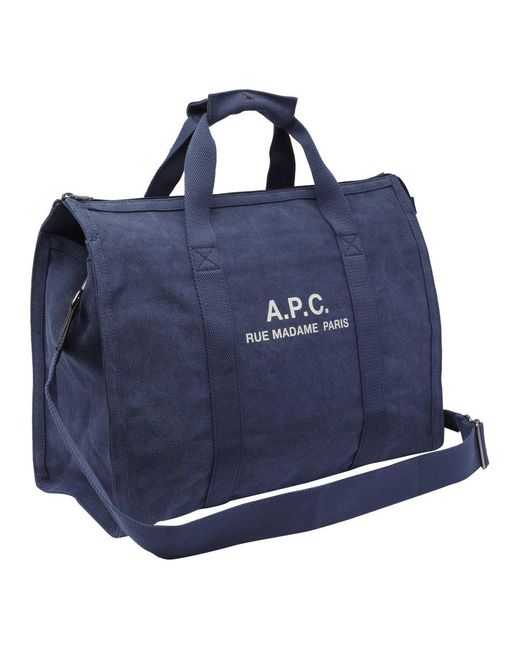 A.P.C. Blue Recuperation Gym Shopping Bag for men