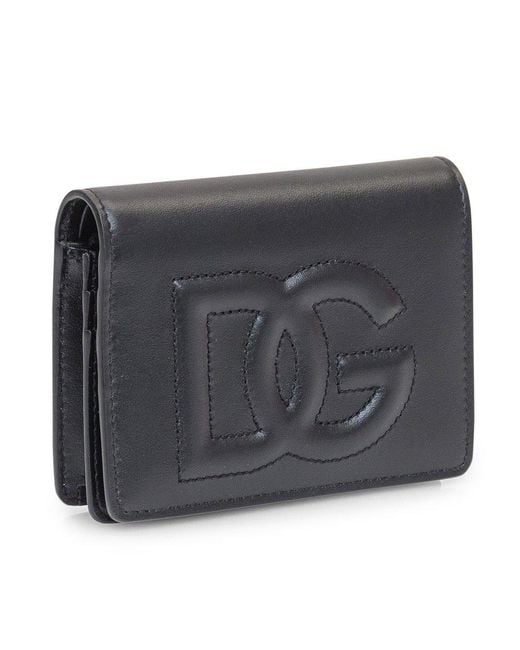 Dolce & Gabbana Black Calfskin Wallet With Dg Logo
