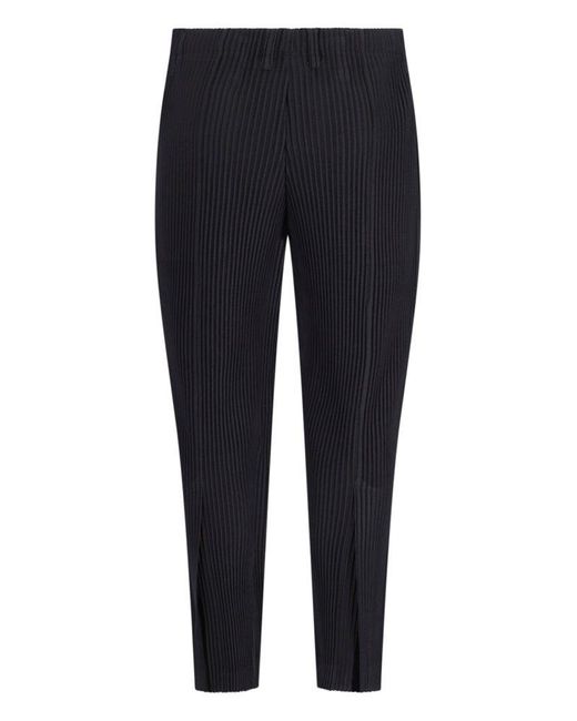 Homme Plissé Issey Miyake Blue Pleated Tailored Trousers for men