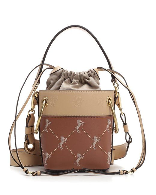 Chloé Brown Roy Horse Embroidered Bucket Bag