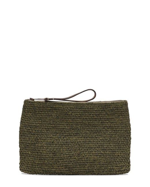 IBELIV Green Ampy Woven Zipped Clutch Bag