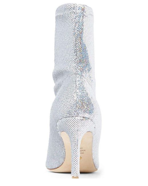 Stuart Weitzman White Stuart 85 Sequin Embellished Boots