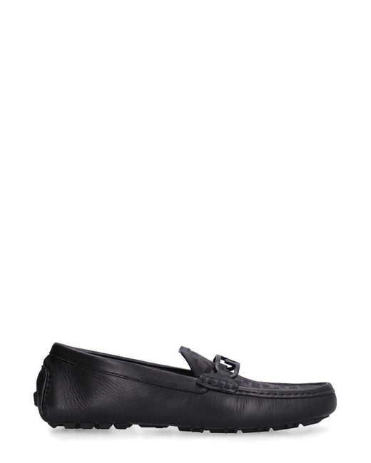 Fendi Leather O'lock Ff Motif Loafers in Black for Men | Lyst UK