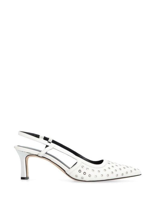 MICHAEL Michael Kors White Alora Grommeted Slingback Pumps