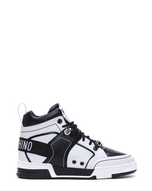 Moschino White Lace-Up High-Top Sneakers for men