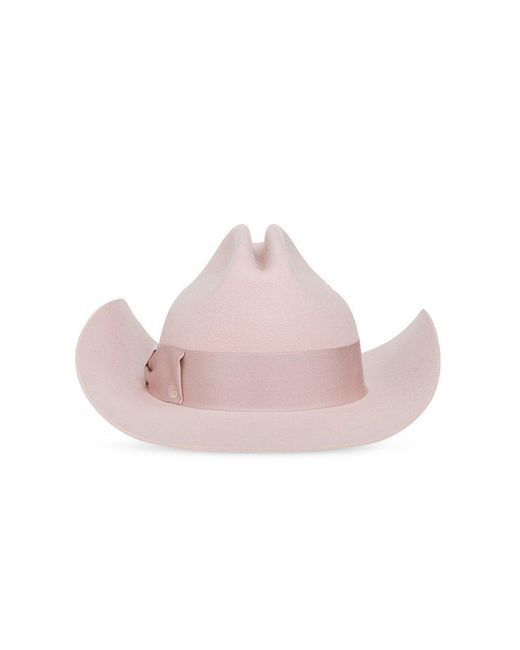 Gucci Pink Logo Embroidered Fedora Hat
