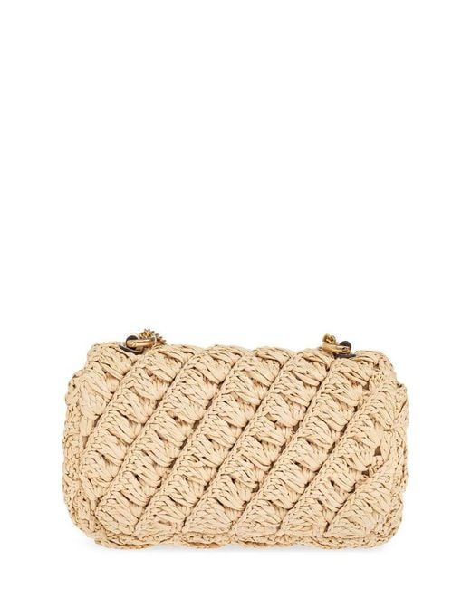 Tory Burch Natural Mini Kira Woven Flap Bag