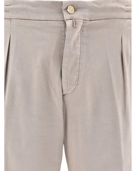 Kiton Gray Logo Patch Straight-Leg Trousers for men