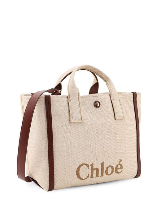Chloé Natural Logo Detailed Tote Bag