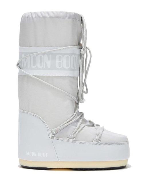 Moon Boot White Icon Logo Printed Lace-up Snow Boots
