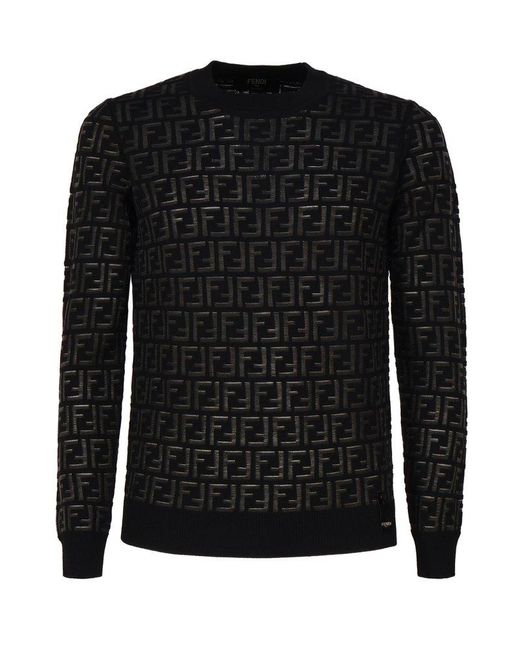 Fendi Black Wool And Nylon Sweater for men