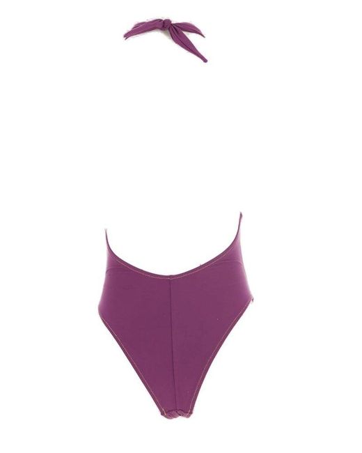 Reina Olga Purple Cross Over One-piece Swimsuit
