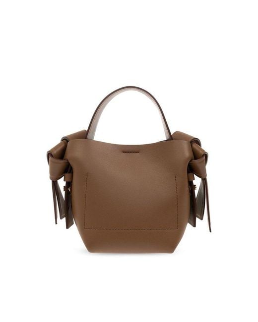 Acne Brown Musubi Logo Embossed Micro Tote Bag