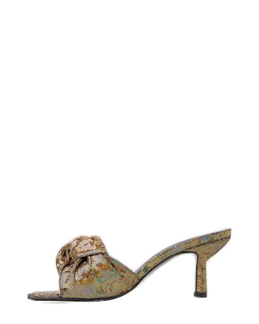 By Far Metallic Lana Knot Detail Holographic Heeled Sandals