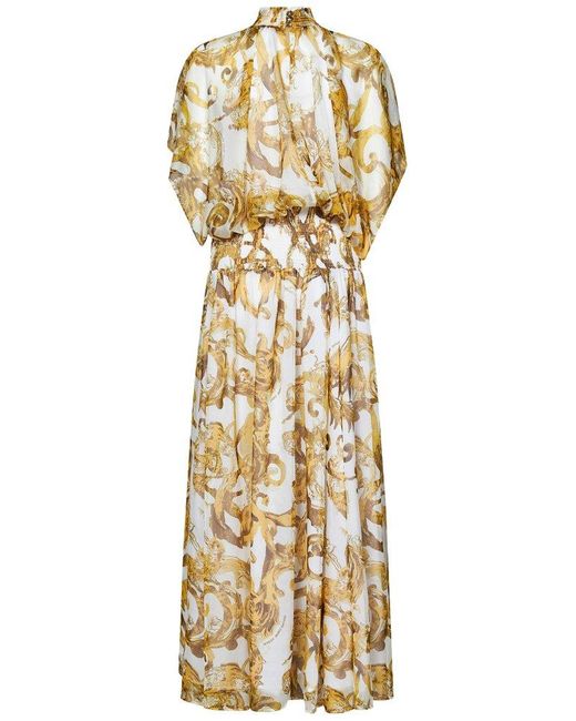 Versace Metallic Watercolour Baroque Long Dress
