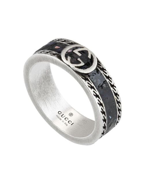 Gucci Black Silver Ring,