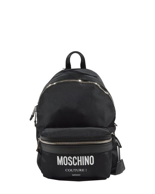 Moschino Black Logo Printed Backpack for men