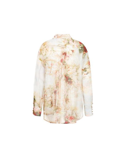 Zimmermann Natural Floral-printed Button-up Shirt