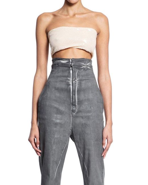 Rick Owens Gray Lilies Sequinned Cropped Bandeau Top