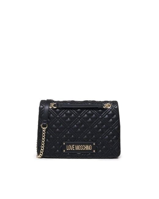 Moschino Black Quilted Bag With Logo Plaque