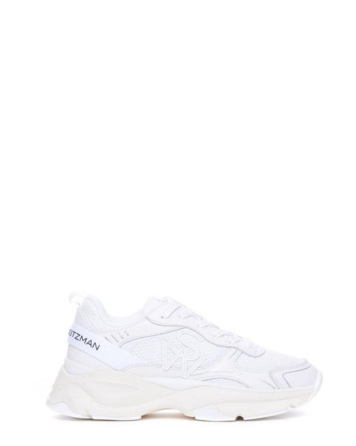 Stuart Weitzman White Mesh Lace-Up Sneakers