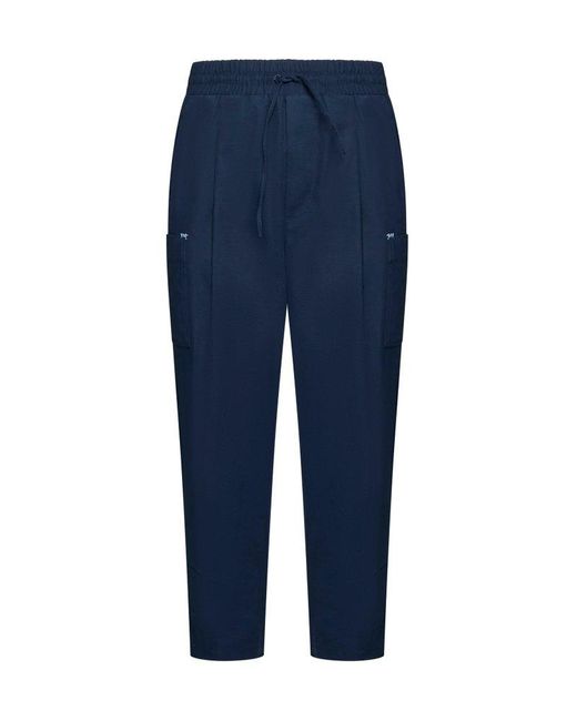 Drole de Monsieur Blue Drawstring Cargo Trousers for men