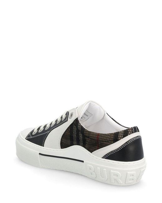 Burberry White Vintage Checked Mesh Lace-up Sneakers for men