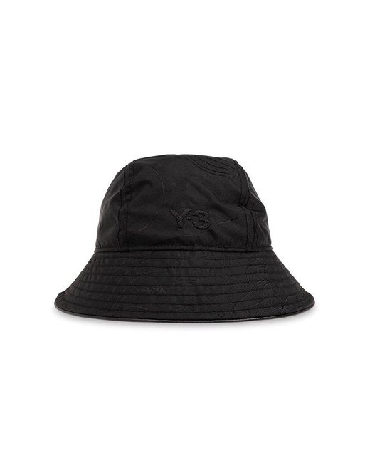 Y-3 Black Bucket Hat With Logo, for men