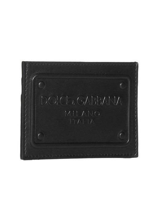 Dolce & Gabbana Black Logo Embossed Card Holder for men