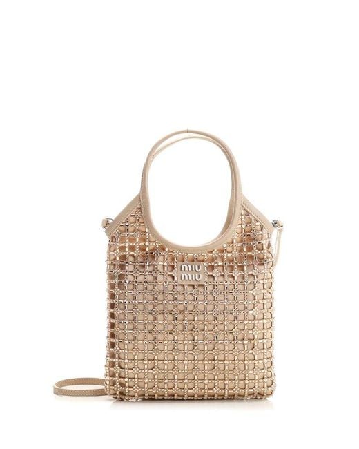 Miu Miu Natural Embellished Handbag
