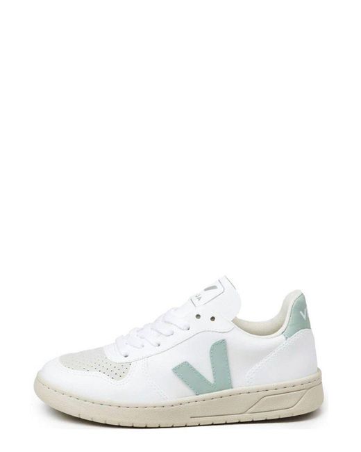 Veja Leather V-10 Lace-up Sneakers in White | Lyst