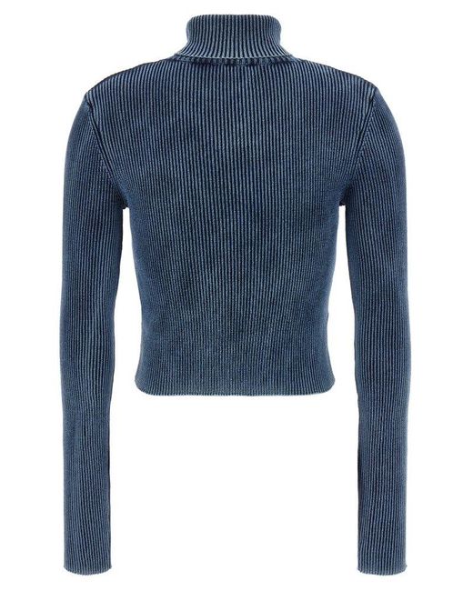 DIESEL Blue M-anchor-a Cut-out Knitted Cropped Top