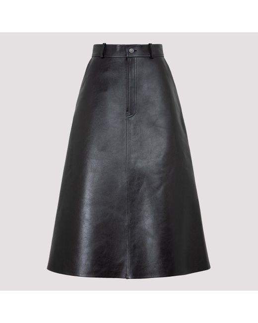 Balenciaga Black Leather Skirt