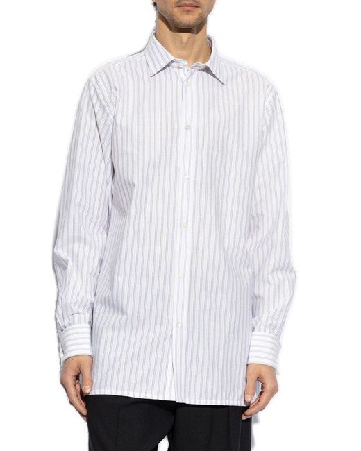 Maison Margiela White Striped Pattern Shirt for men