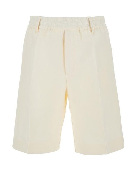Burberry White Cream Bermuda Shorts With Elastic Waistband for men