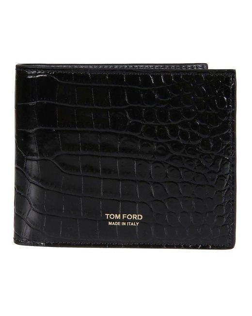 Tom Ford Black Printed Alligator Bifold Wallet for men