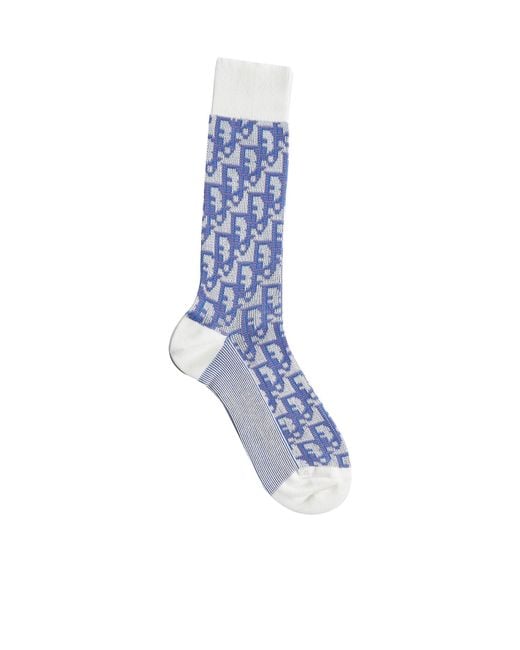 Dior Blue Oblique Intarsia Socks for men