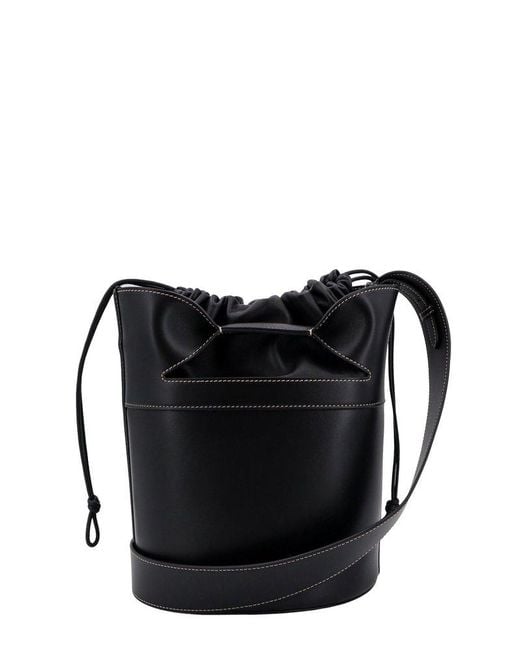 Alexander McQueen Black Bow Leather Bucket Bag