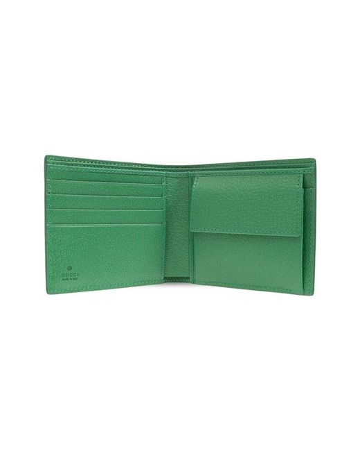 Gucci Green Monogrammed Bifold Wallet for men