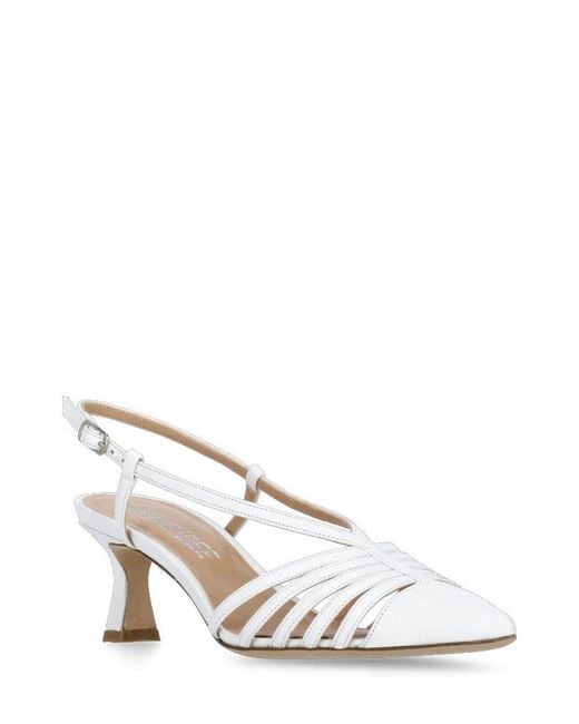 Julie Dee White Strappy Slingback Sandals