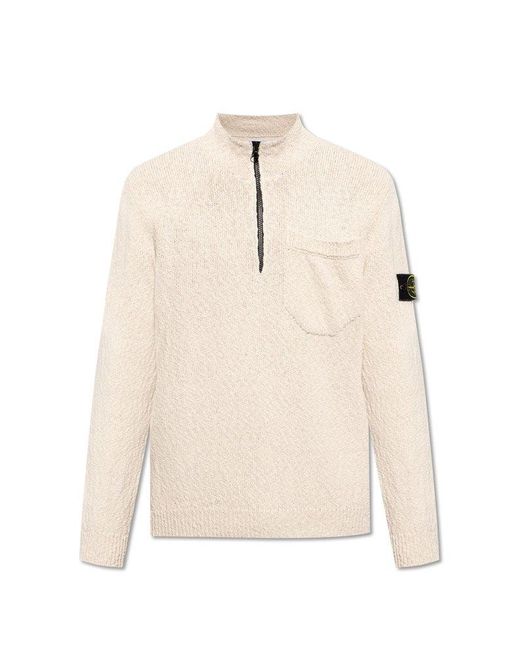 Stone Island Natural Sweater With Standing Collar, for men
