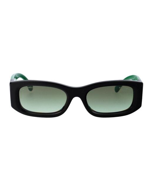 Chanel Green Rectangle Frame Sunglasses