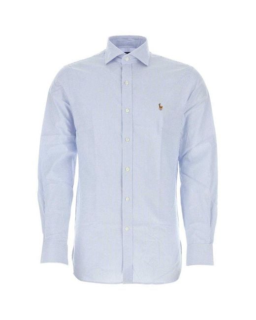 Polo Ralph Lauren Blue Embroidered Oxford Shirt for men