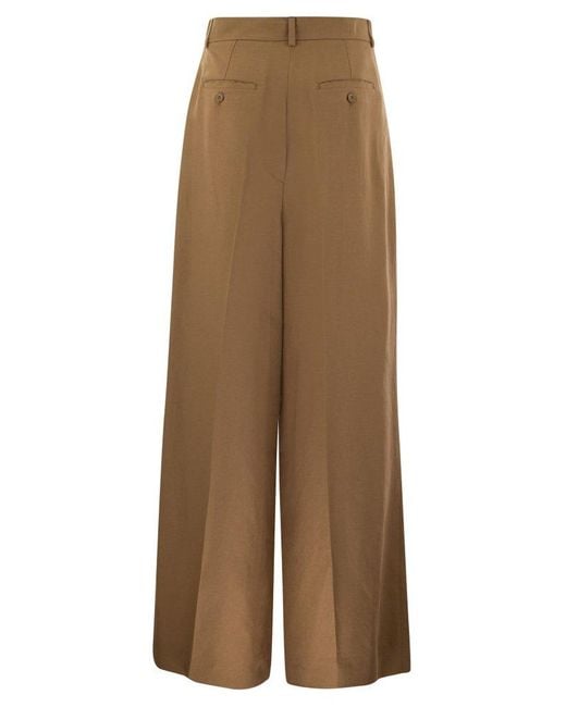 Weekend by Maxmara Natural Diletta Viscose And Linen Flared Trousers