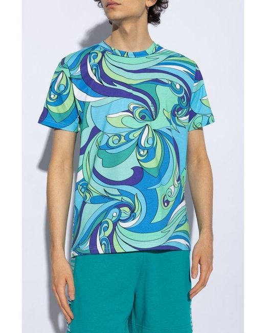 Moschino Blue Graphic Print Crewneck T-shirt for men