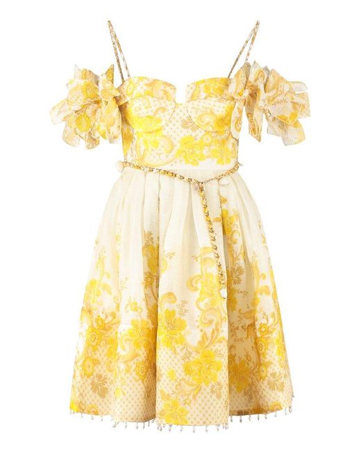 Zimmermann Yellow Printed Corset Dress