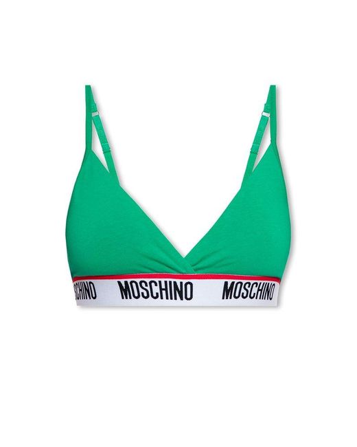 Moschino Bra With Logo in Green