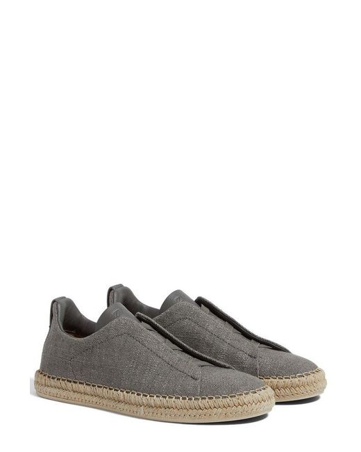 Zegna Gray Triple Stitch Espadrilles for men