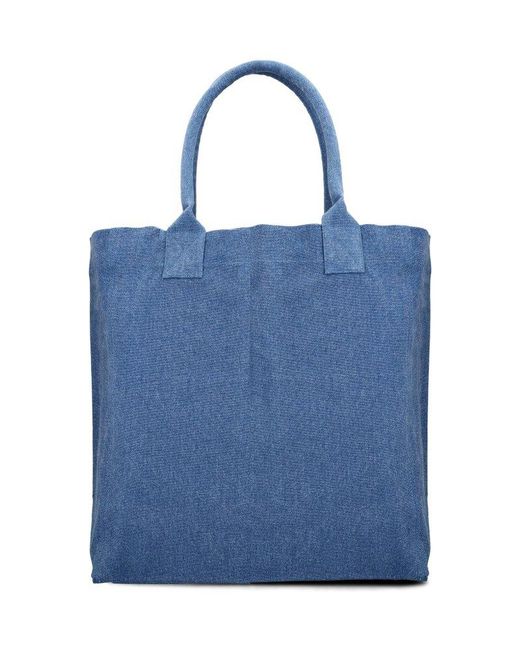 Isabel Marant Blue Logo Printed Open-top Tote Bag