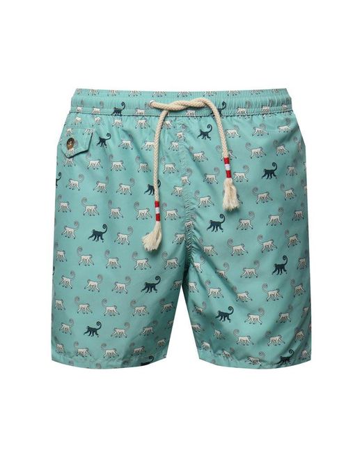 Mc2 Saint Barth Blue Graphic Printed Drawstring Swim Shorts for men